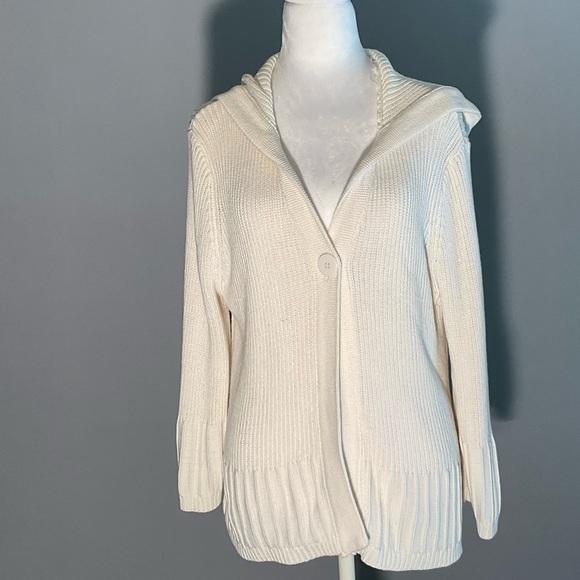 Faded Glory Women's Ivory Hooded Cardigan - Picture 9 of 16